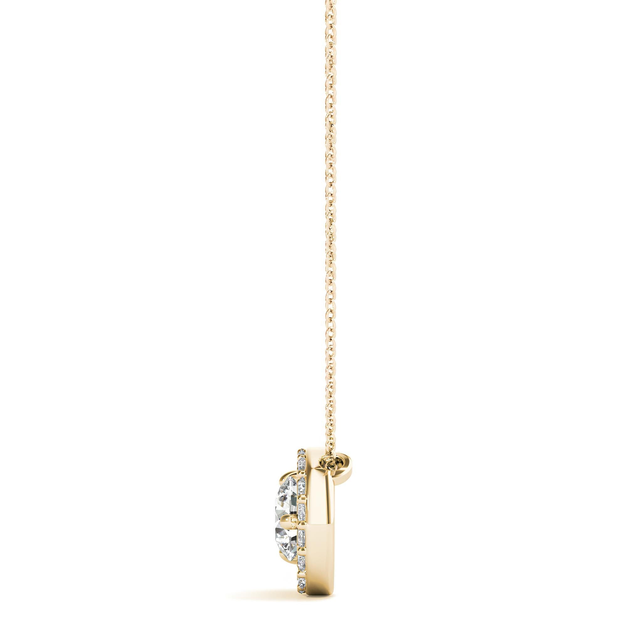 1.00 Carat EF VS/SI Lab-Grown Round Diamond Half Moon Pendant Necklace IGI Certified, 14K Gold Chain, Anniversary Gift for Her